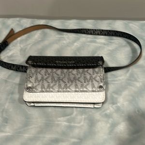 MK grey white and black used belted Fannie pack